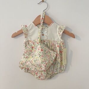 FANTAISIE NWT Girls Floral Embroidered Bunny Heirloom Easter Bubble & Bonnet